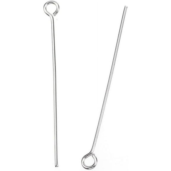 1000Pcs 304 Stainless Steel Eye Pin Stainless Steel Color Eye Pins Findings Tarnish Resistant Open Eye Pins Head Pins for DIY Earrings Necklaces Bracelets Pendants Jewelry Making 35mm