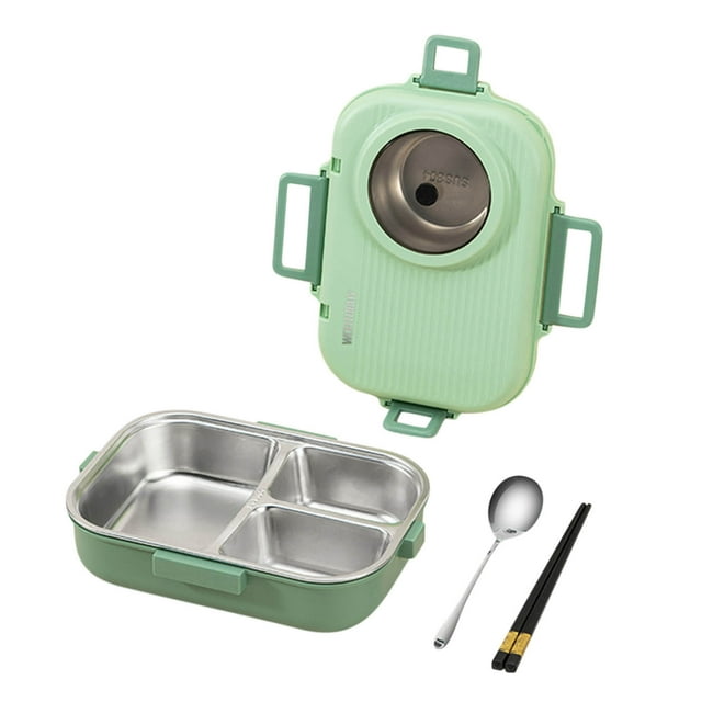 Kids Lunch Box, 1400Ml Stainless Steel Bento Lunch Box for Kids and Adults Stackable Containers with 4 Compartments