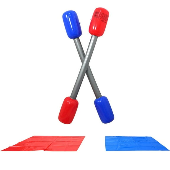 Inflatable Red and Blue Joust Poles for Interactive Combat Games - Pair