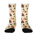 thumbnail image 2 of Halloween Lantern Pumpkin Print Socks, All Over Pumpkin Print Mid Calf Socks, Classic Novelty Socks for Halloween Celebration and Daily Outfit Beige, 2 of 7