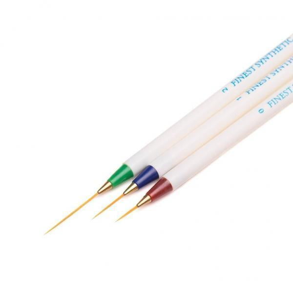 2x 3 Piezas Yuyangstore Cepillo de Uñas Acrílico Dibujo Rayas Punteado Pintura Delineador Gel Cepillo Pinceles para uñas