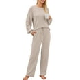 thumbnail image 3 of UVN Pajama Sets for Women Long Sleeve Lounge Set Ribbed Knit Sleepwear 2 Piece Pjs Soft Loungewear with Pockets, 3 of 9