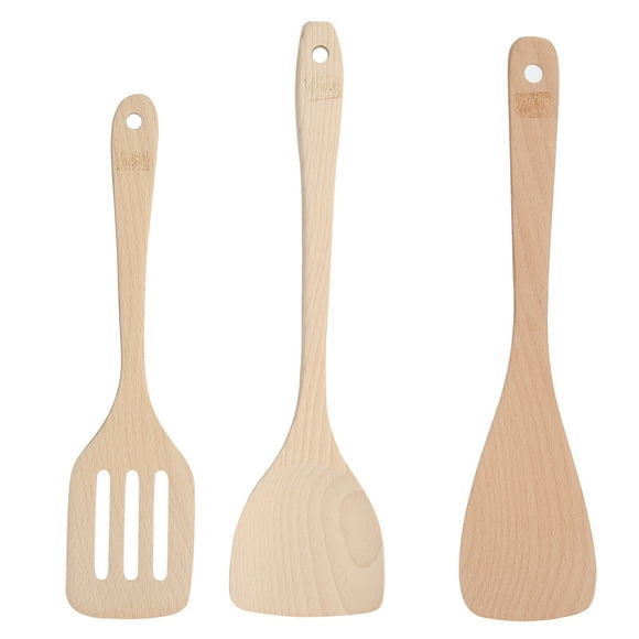 Spatule en bois, 3Pcs/Set Pelle frite sans collage Cuisine Ustensiles Outil de cuisson pour la cuisson Cuisson Friture Faire des gâteaux et du riz
