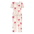 thumbnail image 5 of TIMIFIS Ensembles de Pyjama pour Femmes 2 Pcs - Pyjamas de la Saint-Valentin pour Femmes - Ensembles de Pyjamas pour Dames Manches Courtes Col Rond Haut et Pantalons Capris Ensembles de Détente, 5 of 5