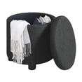 thumbnail image 3 of Designs4Comfort Pouf de Rangement Rond d'Accent avec Couvercle Réversible en Tissu Gris, 3 of 7