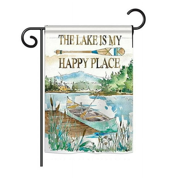 Breeze Decor BD-OU-G-109070-IP-BO-DS02-US 13 x 18.5 in. Lake is Happy Place Nature - Everyday Outdoor Impressions, Decorative Vertical Garden Flag