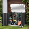 thumbnail image 2 of Craftian Outdoor Horizontal Storage Shed with X-Shaped Lockable Door, 35 Cu Ft Weather Resistant Resin Tool Shed, Dark Gray, 2 of 8