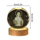 thumbnail image 3 of Crystal Night Light Engraved Holy Family Figurine Statue With Wooden Stand Color Changing Light Glass Religious Collection Catholic, 3 of 6