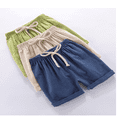 thumbnail image 2 of XBASW 2-7T Boys Girl Cotton Linen Shorts Summer Elastic Waist Hot Pants Solid Color Casual Shorts for Baby Toddler Kids, 2 of 8