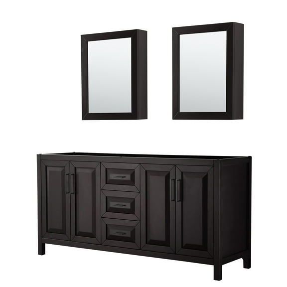 Wyndham Collection Wcv252572dcxsxxmed Daria 71" Double Free Standing Vanity Cabinet - Dark