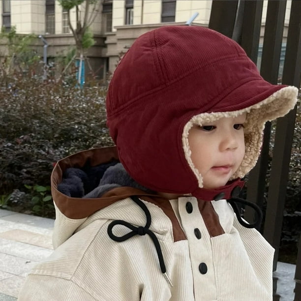 Gorro de invierno unisex para ninos pequenos y bebes gorro para clima frio para ninos pequenos y ninas gorro con forro de sherpa de algodon para ninos pequenos Walmart en linea
