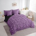 thumbnail image 3 of Manfei Retro Damask 7-Piece Bedding Comforter Set,Vintage Victorian Floral King Bedding Sets,Purple Black Bed Sheets For Men Women,Luxury Bedroom Decor Reversible, 3 of 8