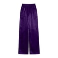 thumbnail image 4 of QHFBli Women's Boho Wide Leg Linen Pants Satin Pants Drawstring Waist Casual Loose Trousers Vacation Outfits, 4 of 4