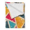 thumbnail image 2 of Retro Soft Flannel Fleece Throw Blanket, Funk Art Abstract Geometric Grunge Triangles Murky Graphic Design, Cozy Plush for Indoor and Outdoor Use, 60" x 80", Multicolor, by Ambesonne, 2 of 5