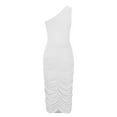 thumbnail image 5 of Womens Midi Dress Bodycon Casual One Shoulder Sleeveless Basic Ruched Summer Club Party Dresses 2025, 5 of 6