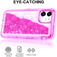 thumbnail image 3 of For Apple iPhone 12 Mini 5.4 inch Tough Defender Sparkling Liquid Glitter Heart Case Cover Pink, 3 of 5