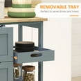 thumbnail image 5 of Xukmct Wood Top Kitchen Island with Shelves and Drawers and Wheels, Rolling Bar Serving Cart for Home, Kithen, Bar, Dining Room, Light Blue, 5 of 10