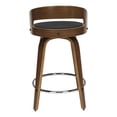 thumbnail image 4 of OFM 161 Collection Mid Century Modern 24" Low Back Bentwood Frame Swivel Seat Stool with Vinyl Back and Seat Cushion, in Walnut/Black (161-WV24C-BLK), 4 of 10