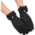 thumbnail image 2 of PIKADINGNIS Women Bridal Wedding Gloves Satin Short Opera Gloves Pearl Wrist Banquet Dress Gloves Fancy Party Floral Gloves, 2 of 6