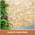 thumbnail image 3 of 10 PCS Interlocking Deck Tiles, 12" x 12" Square Checker Pattern Outdoor Flooring, Yellow Acacia Hardwood for Patio, Balcony & Poolside, 3 of 11