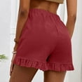 thumbnail image 5 of Women's Shorts Cute Ruffle Solid Color Elastic Waist Shorts Casual Loose Fit Summer Work Trendy Vacation Beach Shorts, 5 of 7