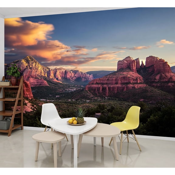 Wallpaper Red Rocks Sunset Sedona Peel and Stick Wall Murals 69"H x 96"W Removable PVC Wall Paper Self-Adhesive Wall Paintings Art Decor for Bedroom Living Room