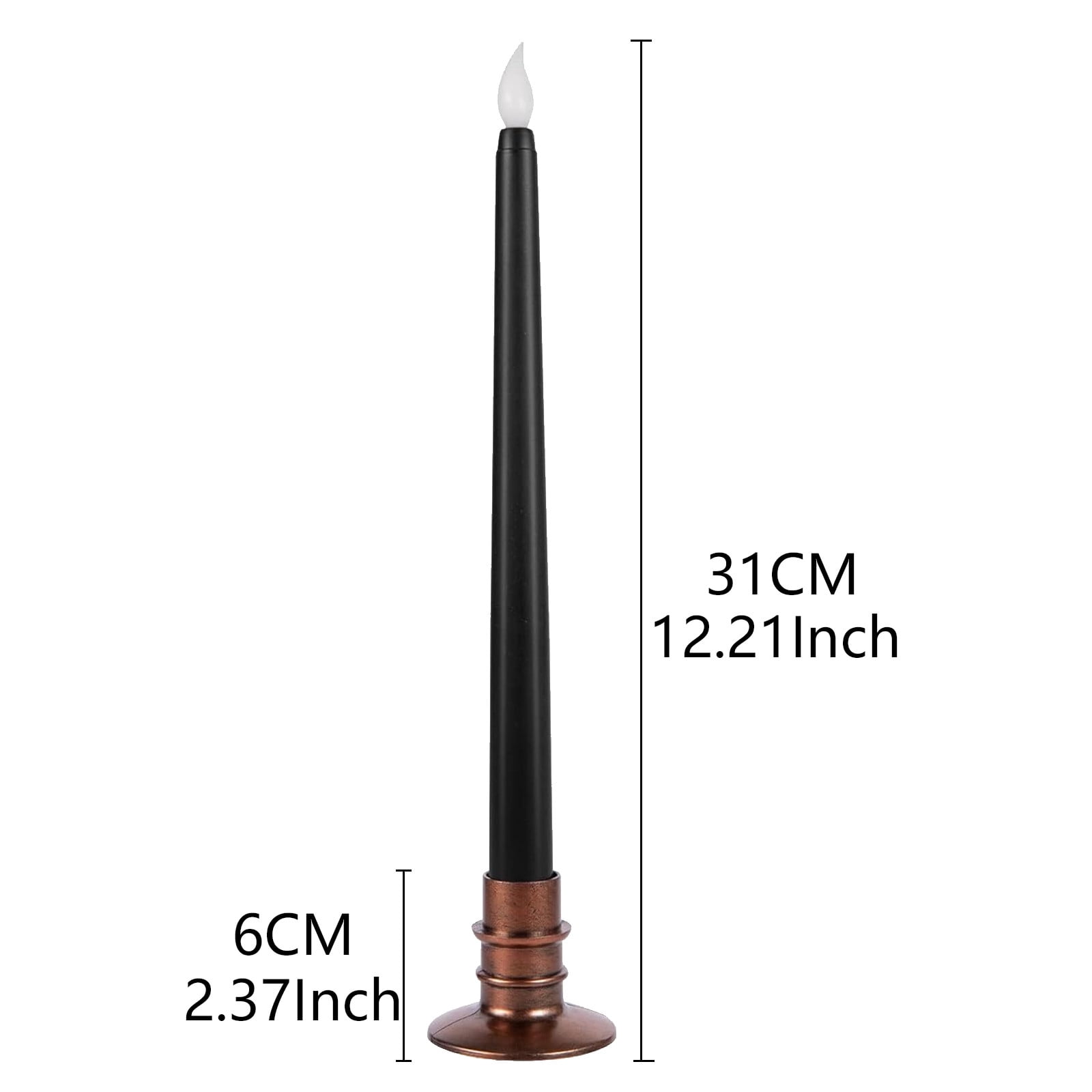 6 Pcs Flameless Tall Taper Candles With Base Battery Operated, Candle Light LED Plastic Flameless Candlesticks, Fake Candles Flickering Tapered Candles For Fireplace Dining table