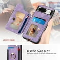 thumbnail image 3 of ShellTech Case for Google Pixel 8,Magnetic Leather Card Holder Wallet RFID-Blocking Case Shockproof TPU Ring Holder Kicsktand Cover with Wrist Strap,Purple, 3 of 7