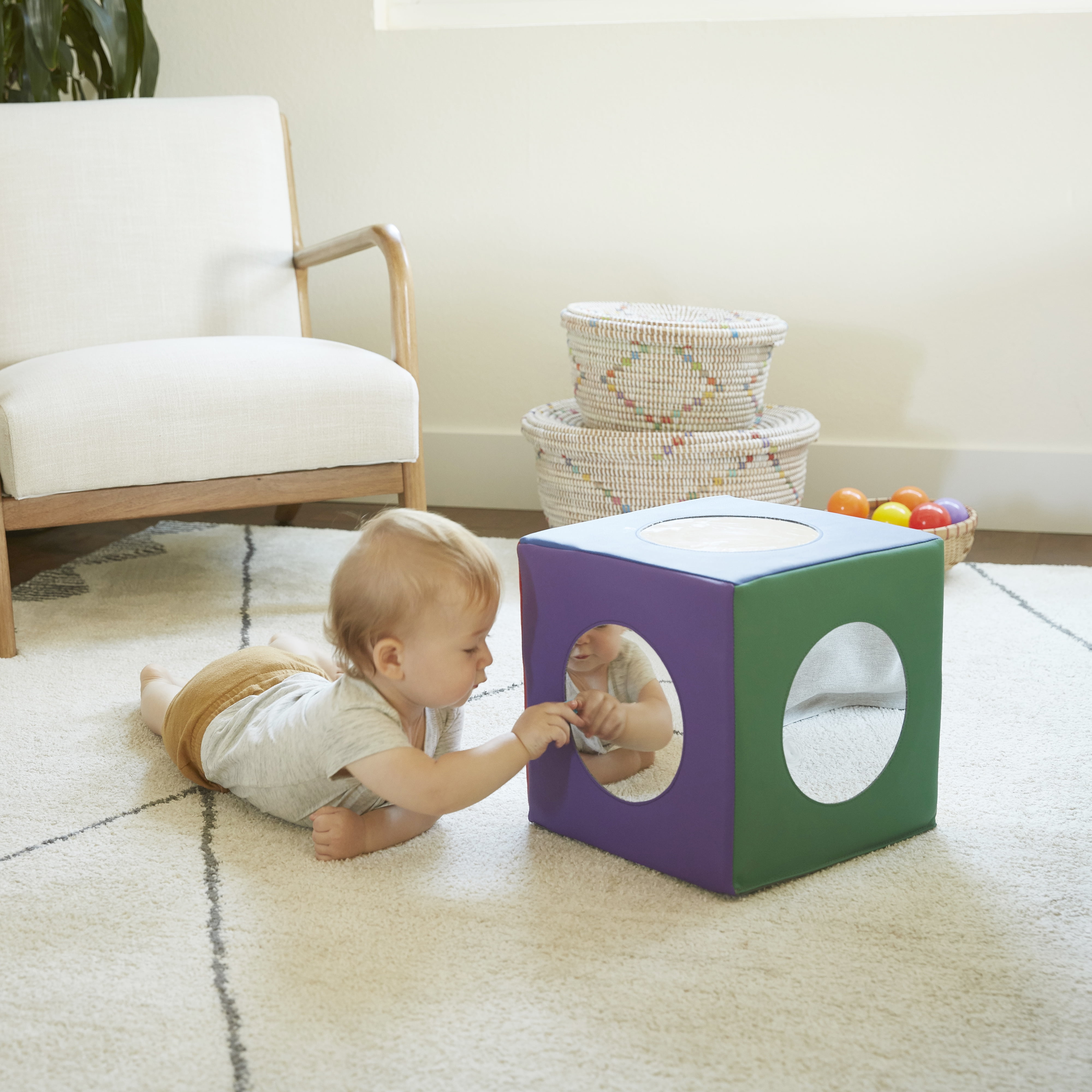 ECR4Kids SoftZone Mirror Activity and Sensory Play Cube, Baby Essentials, Assorted