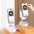 thumbnail image 3 of Wireless Induction Audio Bluetooth Speaker 5in1 Phone Holder Emergency Rechargeable (3000mAh) with Colorful Ambient Light 300° Foldable,Cellphone Stand with Bluetooth Speaker with Non-slip Base, 3 of 9
