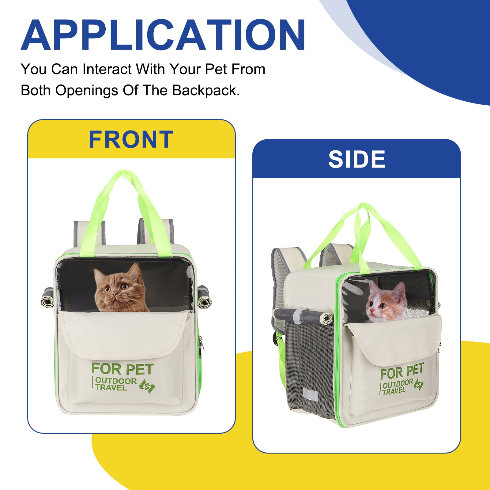 Uxcell Pet Backpack Carrier, Portable and Ventilated, Oxford Cloth, Dogs Cats and Small Animals Travel Bag 13.39", (Beige, 1 Pcs), Intended for Hiking / Camping / Traveling