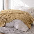 thumbnail image 6 of Fluffy Flannel Bed Blanket, Warm and Fuzzy Plush Stripes Throw Blanket, 60 x 80 inches, Camel, 6 of 7