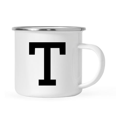 Fast Monogrammed Gifts Andaz Press 11oz. Stainless Steel Campfire Coffee Mug Gift, Camp Monogram Initial T, 1-Pack ()