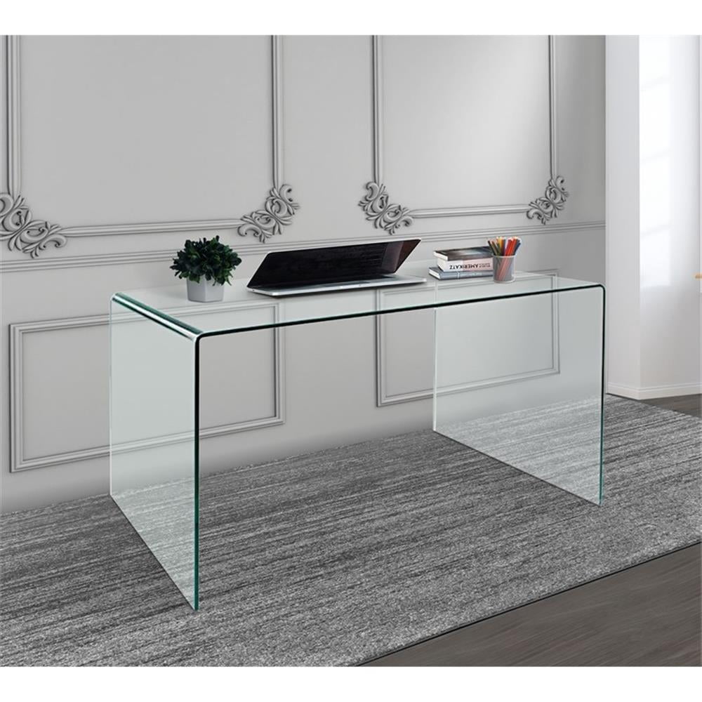 Creative Images International 50" Contemporary Glass Desk in Clear