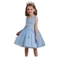 thumbnail image 2 of LYHaoo Kids Girls Summer Fashion Butterfly Printed Tulle Skirt Princess Dress Puffy Dress Children's Clothing,Girls Dresses for School Sizes 3-4 Years Blue, 2 of 5