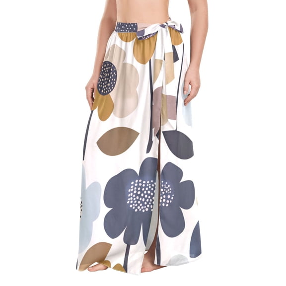 FORMRS Womens Long Sarong Beach Wrap Semi-Sheer Bikini Skirt Bathing Swimsuit Cover Up, Colorful Floral