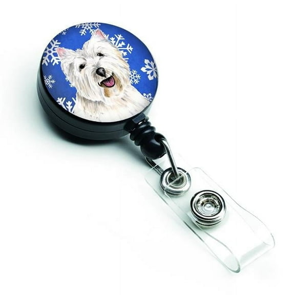 Carolines Treasures SC9370BR Westie Winter Snowflakes Holiday Retractable Badge Reel