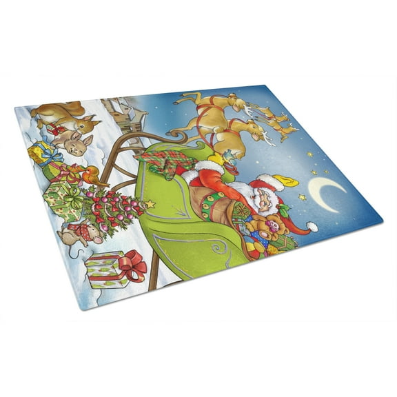 Carolines Treasures APH4570LCB Christmas Santa taking Off Glass Cutting Board Large, 12H x 16W, multicolor