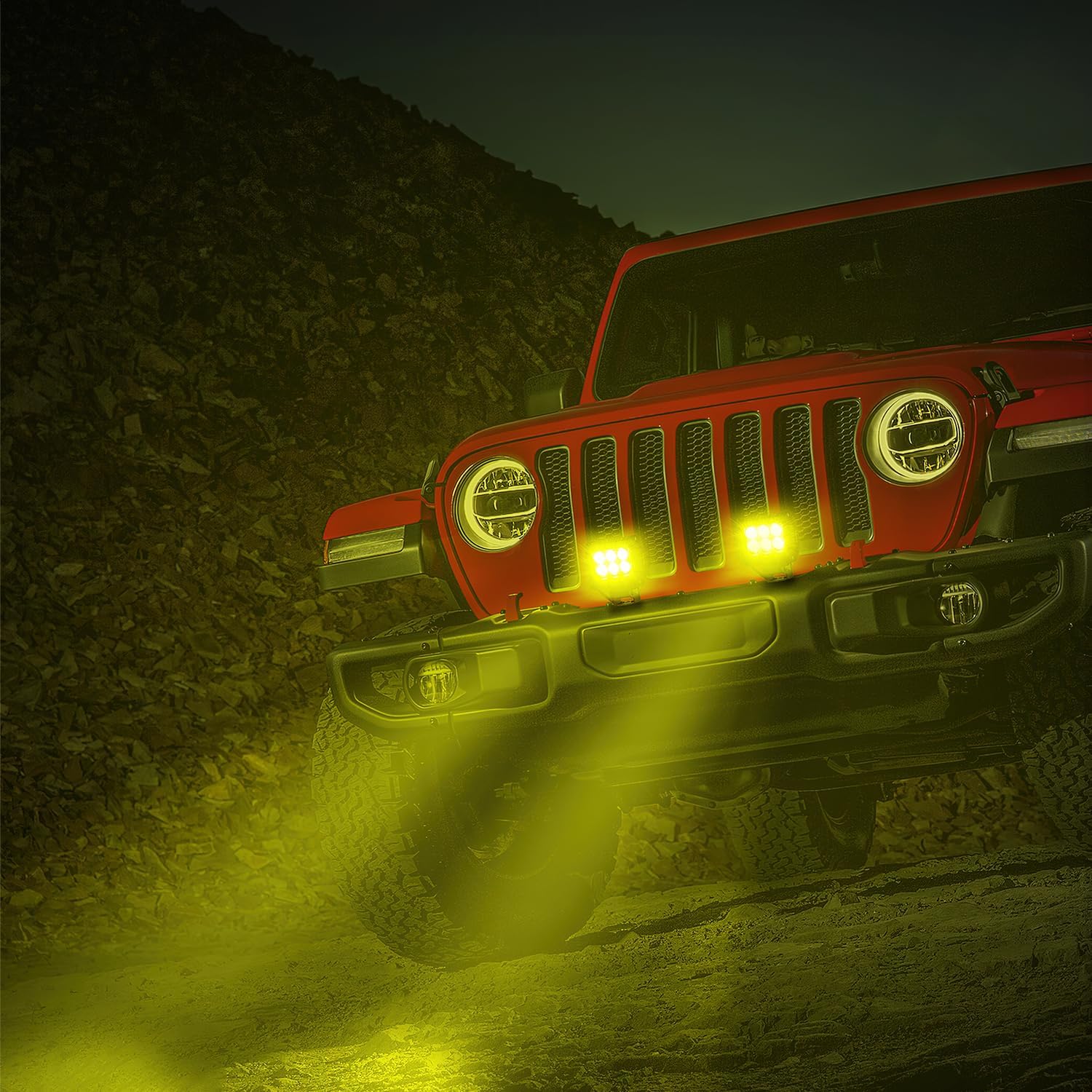 Nilight 4 Inch LED Light Pods Yellow Spot Beam Driving Fog Lights 2PCS 18W Off Road Work Lighting for Truck ATV UTV RV Pick-up Van Boat Tractor