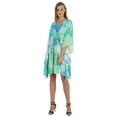 thumbnail image 3 of Bimba Printed Caftan Gown Maxi Robe Dress For Women Beachwear Short Swimsuit Cover Up, 3 of 7