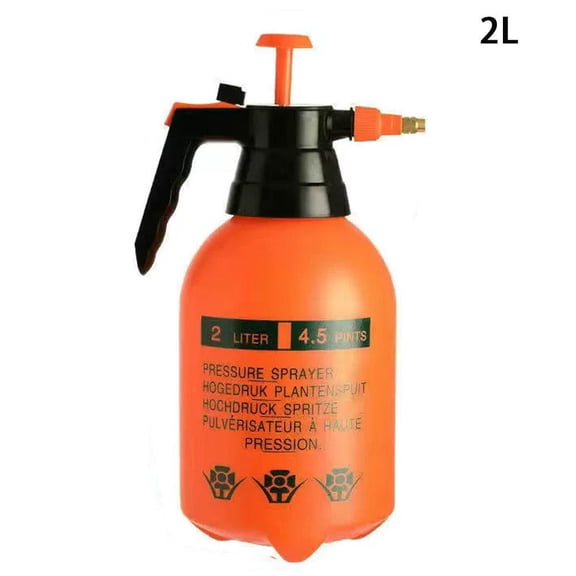 Handheld Pump Watering Can for Garden Lawn,Orange 2L Pressure Sprayer, 2 Mist Spray Modes, Adjustable Nozzle for Plants and Home Cleaning,