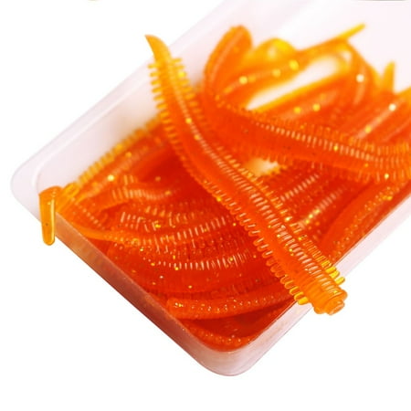 Premium Soft Plastic Fishing Bait 10-Pack Lifelike Sand Silkworm Lures 8cm TPR Shrimp-Infused Red Worm Fishing Accessories No. 5 orange