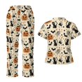 thumbnail image 2 of Yspwyqan Medical Scrubs for Women Set, 2PCS V-Neck Scrub Top & Cargo Pants Size 2XL, Breathable Cozy Halloween Pumpkin Holiday Nurse Shirts with 6 Pockets for Nurse, 2 of 7
