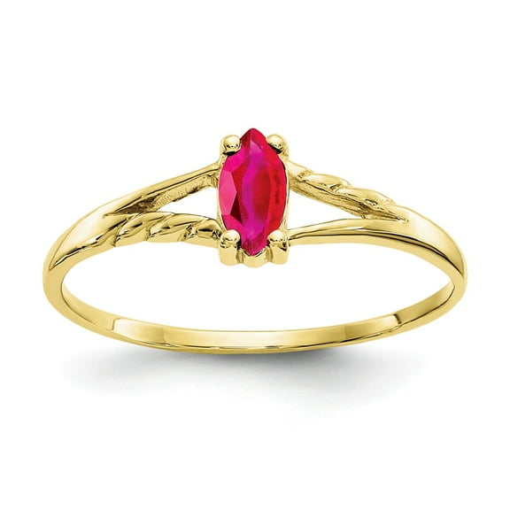 10K Yellow Gold Ring Band with Stones (07) July Ruby Marquise Red