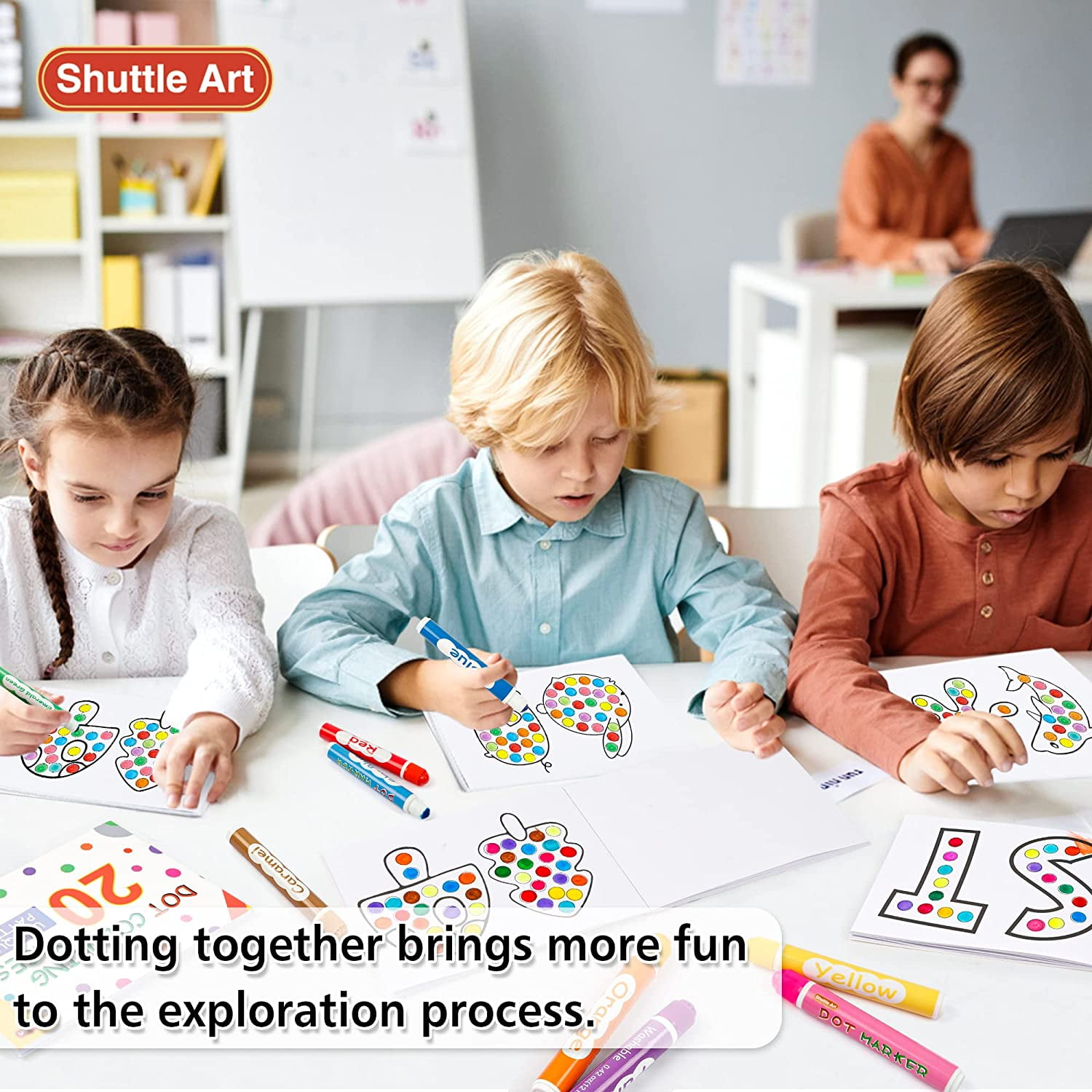 Shuttle Art Dot Markers, 15 Colors Washable Markers for Toddlers,Bingo Daubers Supplies Kids Preschool Children, Non Toxic Water-Based