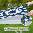 thumbnail image 6 of Blue Tie Dye Star Pattern Square Fitted Tablecloth with Elastic Edge,Square Table Cover,Washable Elastic Table Cover for Home Kitchen Party Decor 34"x34", 6 of 6