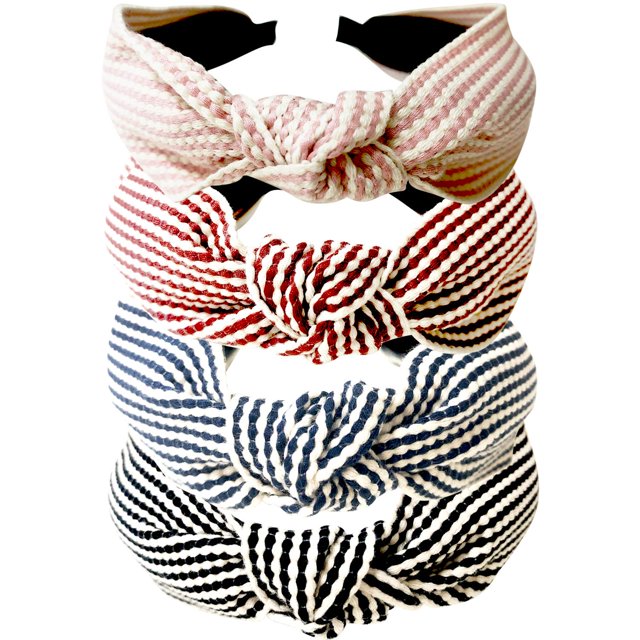 Diadema trenzada hecha a mano de 4 piezas, diadema elástica con nudo cruzado, diadema ancha y dulce para mujeres y niñas