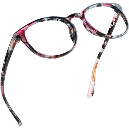 LifeArt Blue Light Blocking Glasses, Anti Eyestrain, Computer Reading Glasses, Gaming Glasses, TV Glasses for Women Men, Anti Glare (Pinkfloral, +2.50 Magnification)