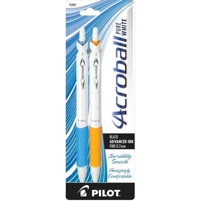 Bolígrafos PILOT Acroball PureWhite con tinta negra de punta fina