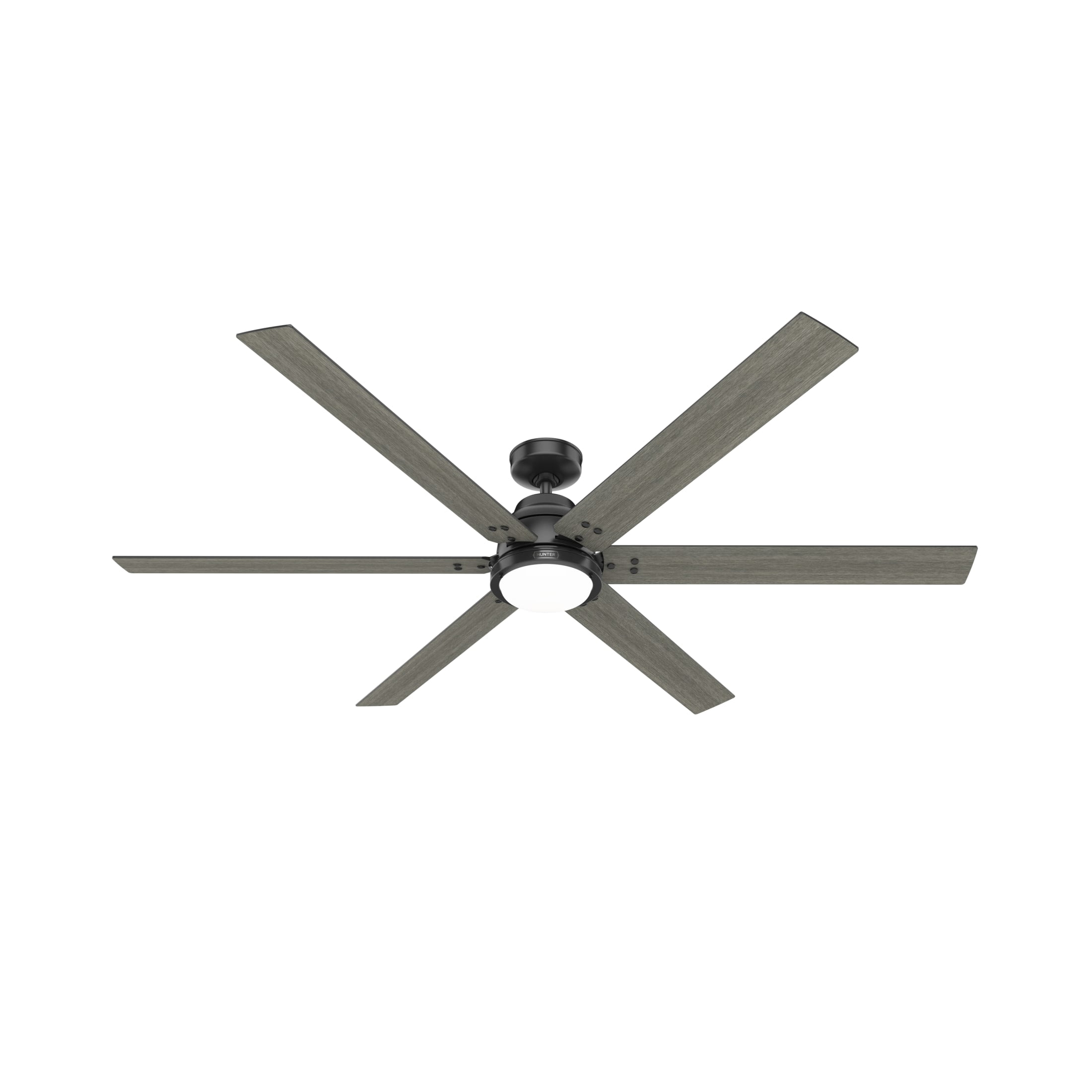 Hunter 72 inch Indoor Ceiling Fan with LED Light and Remote Control - Black Smart Ceiling Fan, Standard Mount, 6 Blades, For Bedroom or Living Room, Quiet - Gravity 51950, Matte Black